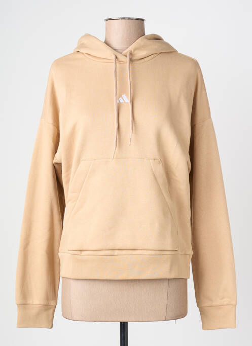 Sweat-shirt à capuche broderie manches longues beige ADIDAS femme
