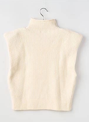 Pull stretch manches courtes beige LOAVIES femme