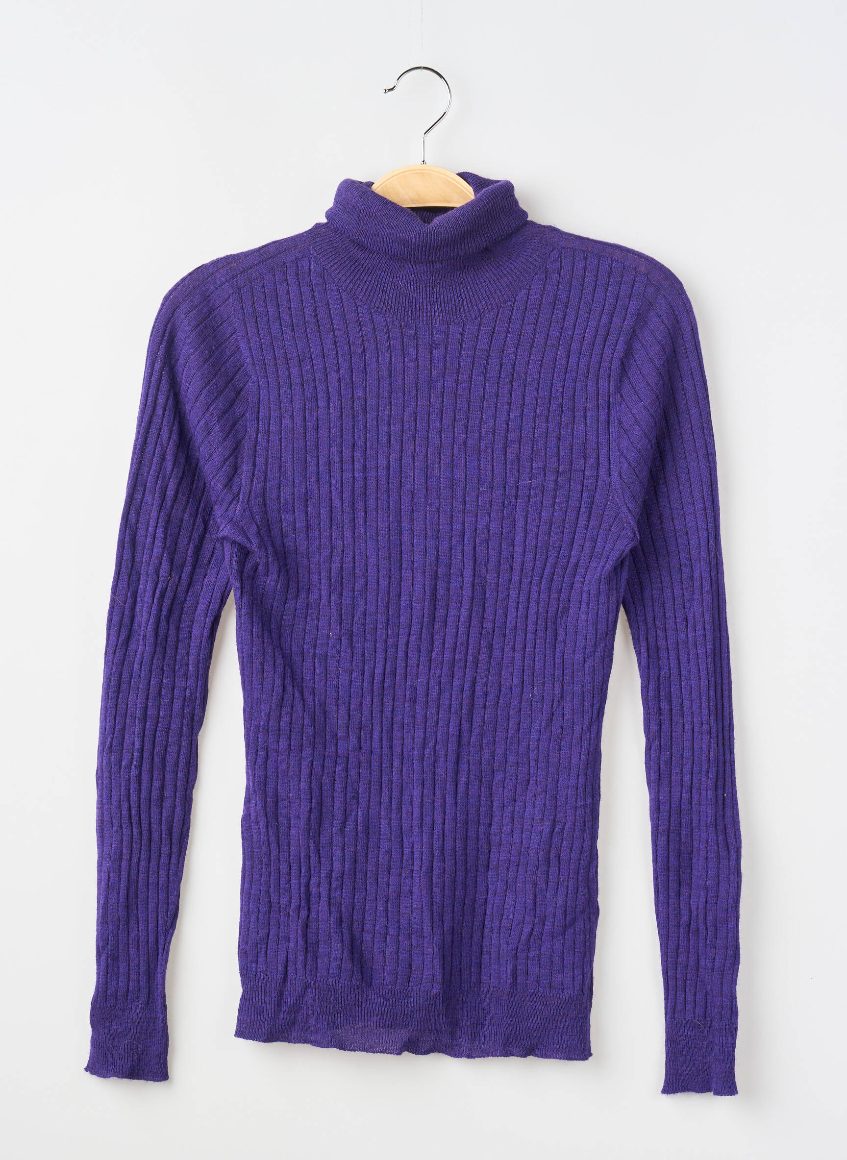 Pull col roulé tissage côtelé manches longues violet LA PETITE FRANCAISE femme