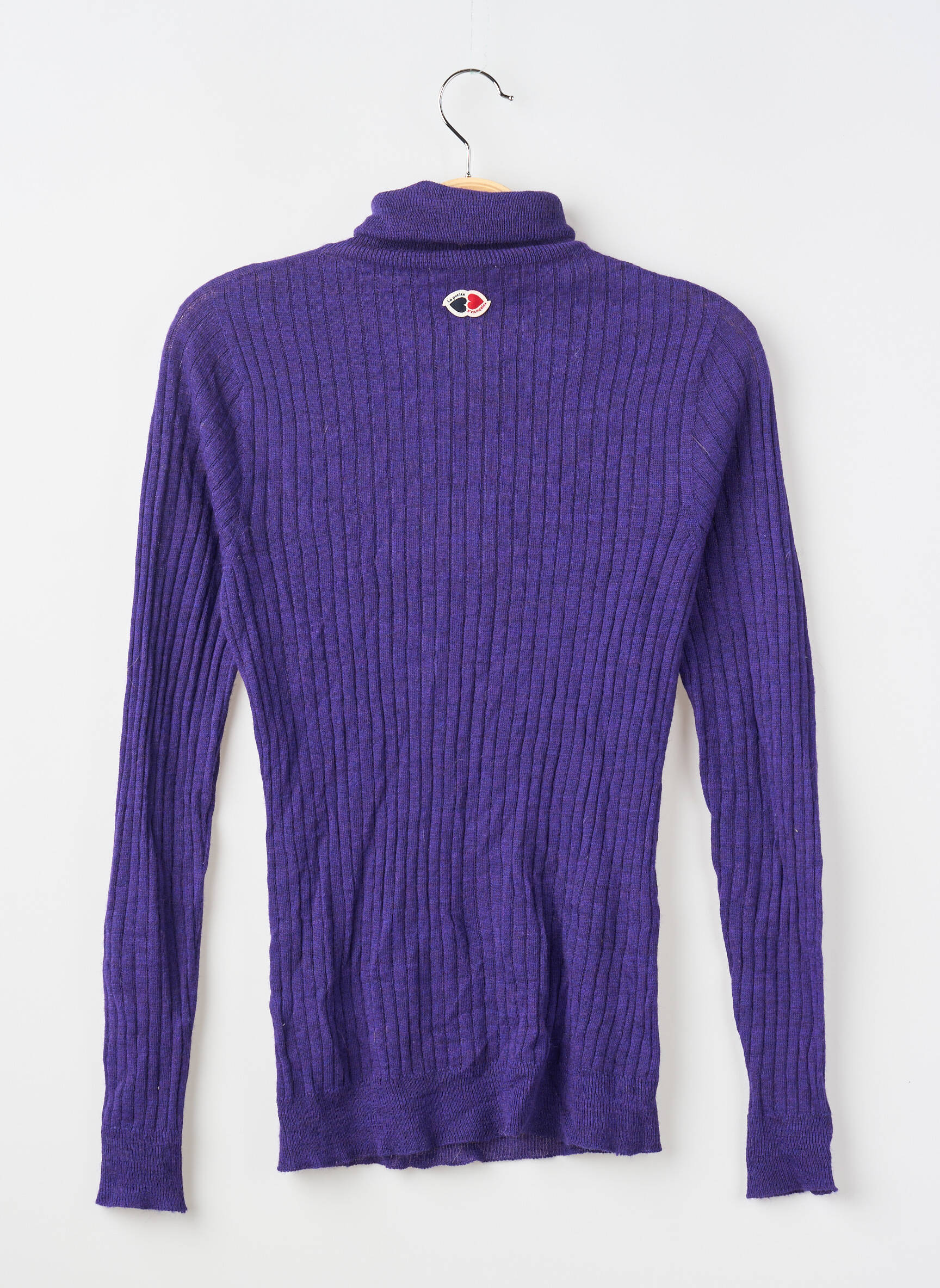 Pull col roulé tissage côtelé manches longues violet LA PETITE FRANCAISE femme
