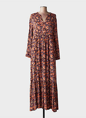 Robe longue manches longues manches longues orange INDI & COLD femme