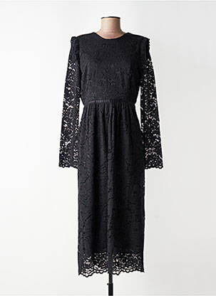 Robe longue manches longues manches longues noir IDANO femme