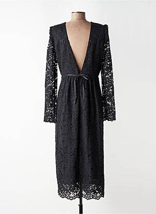 Robe longue manches longues manches longues noir IDANO femme