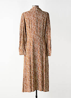 Robe longue tissage popeline manches longues marron YERSE femme