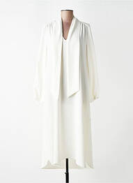 Robe mi-longue coupe fluide manches longues beige TOUPY femme