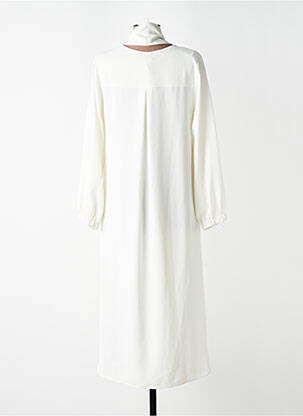 Robe mi-longue coupe fluide manches longues beige TOUPY femme