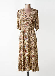 Robe longue manches courtes manches courtes beige TOUPY femme