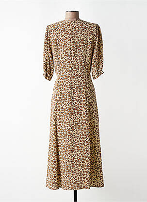 Robe longue manches courtes manches courtes beige TOUPY femme