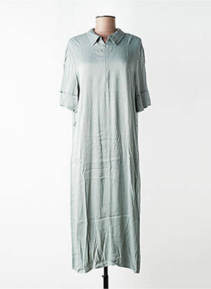 Robe mi-longue coupe fluide manches courtes vert YAYA femme