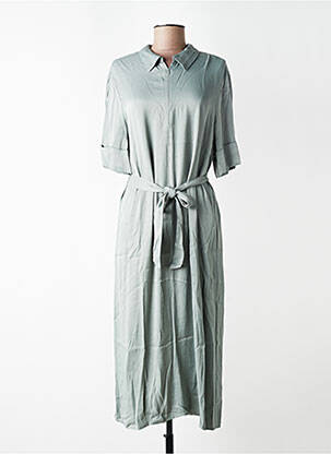 Robe mi-longue coupe fluide manches courtes vert YAYA femme