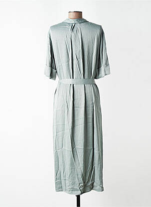 Robe mi-longue coupe fluide manches courtes vert YAYA femme
