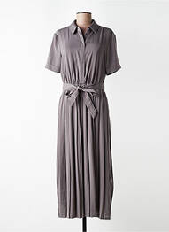 Robe mi-longue coupe fluide manches courtes gris YAYA femme