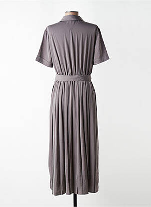 Robe mi-longue coupe fluide manches courtes gris YAYA femme