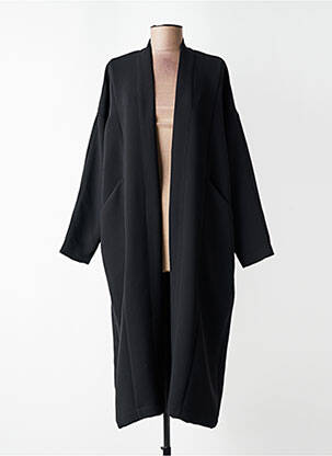 Manteau long coupe cintrée sans capuche noir TOUPY femme