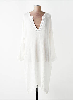Robe mi-longue coupe fluide manches longues beige TOUPY femme