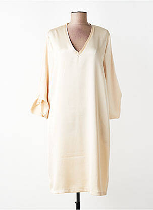 Robe mi-longue coupe fluide manches 3/4 beige TOUPY femme