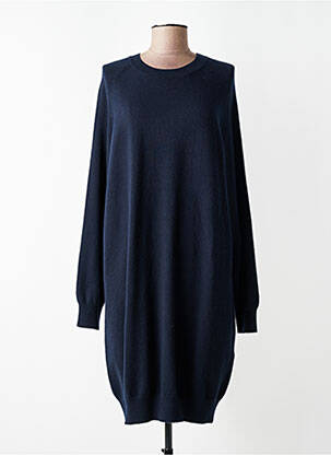 Robe pull resserrée sur le bas manches longues bleu MAJESTIC FILATURES femme