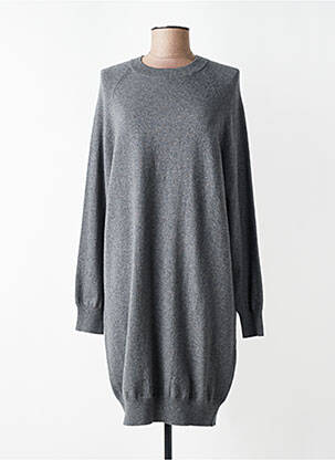 Robe pull resserrée sur le bas manches longues gris MAJESTIC FILATURES femme