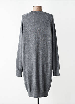 Robe pull resserrée sur le bas manches longues gris MAJESTIC FILATURES femme