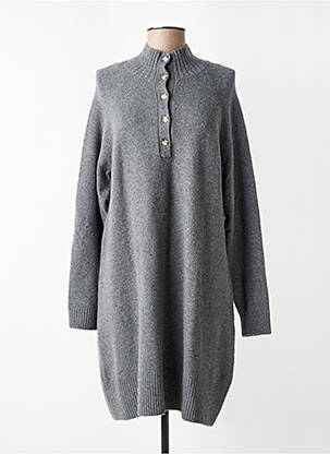 Robe pull tissage chiné manches longues gris YERSE femme