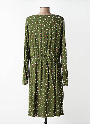 Robe mi-longue coupe fluide manches longues vert YERSE femme