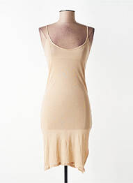 Robe mi-longue col rond fines bretelles beige AMERICAN VINTAGE femme