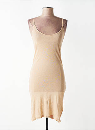 Robe mi-longue col rond fines bretelles beige AMERICAN VINTAGE femme