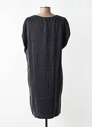 Robe mi-longue coupe fluide manches courtes noir YAYA femme