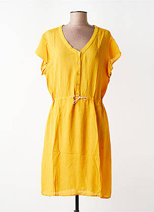 Robe mi-longue coupe fluide manches courtes jaune HARRIS WILSON femme