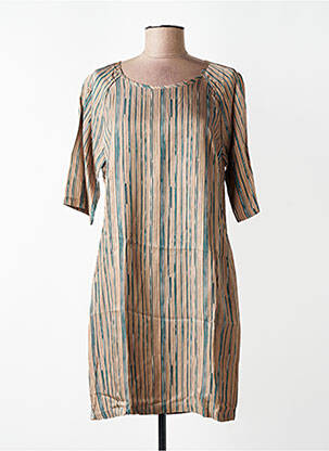Robe courte manches 3/4 manches 3/4 marron YAYA femme