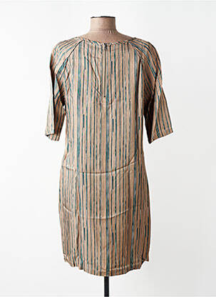 Robe courte manches 3/4 manches 3/4 marron YAYA femme