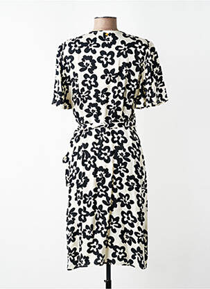 Robe mi-longue imprimé fleurs manches courtes noir FABIENNE CHAPOT femme