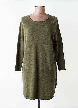 Robe pull tissage chiné manches longues vert ESTHEME femme