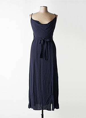 Robe longue manches bretelles ajustables fines bretelles bleu KOCCA femme