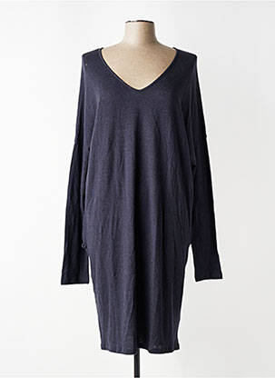 Robe pull col v manches longues bleu MAJESTIC FILATURES femme