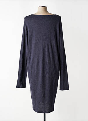 Robe pull col v manches longues bleu MAJESTIC FILATURES femme