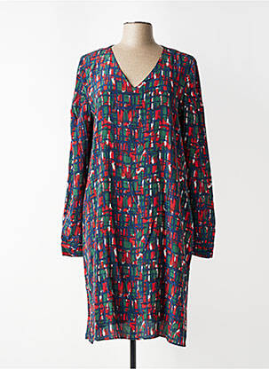 Robe mi-longue imprimé fantaisie manches longues rouge TOUPY femme