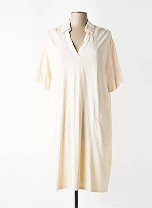 Robe mi-longue manches courtes manches courtes beige YERSE femme