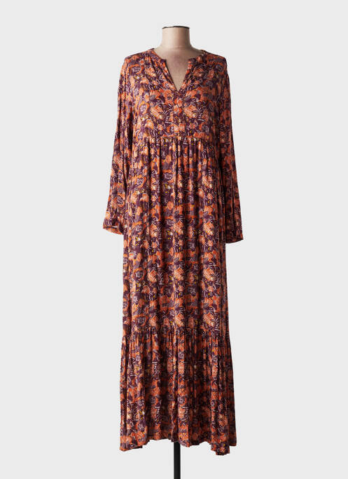 Robe longue manches longues manches longues orange INDI & COLD femme