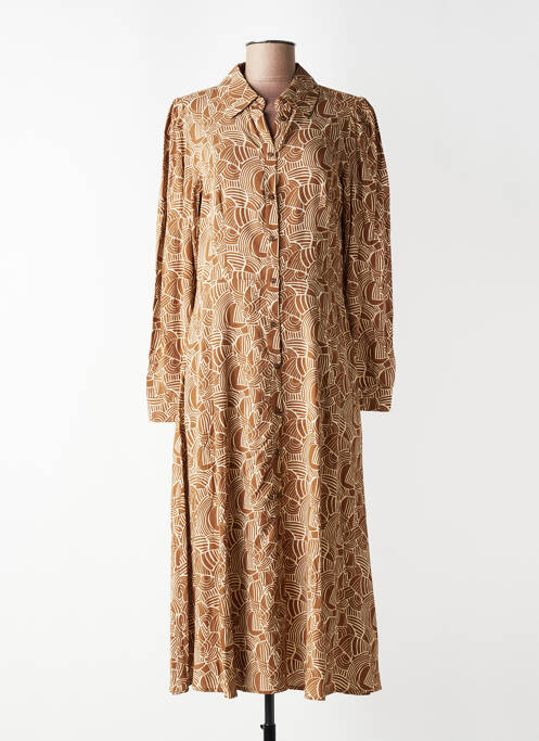 Robe longue manches longues manches longues marron YERSE femme