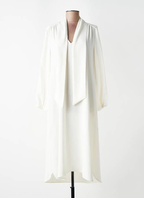 Robe mi-longue coupe fluide manches longues beige TOUPY femme