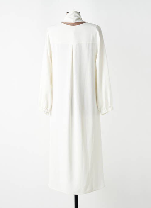 Robe mi-longue coupe fluide manches longues beige TOUPY femme