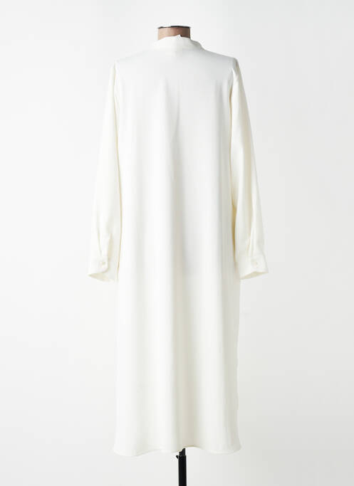 Robe mi-longue coupe fluide manches longues beige TOUPY femme