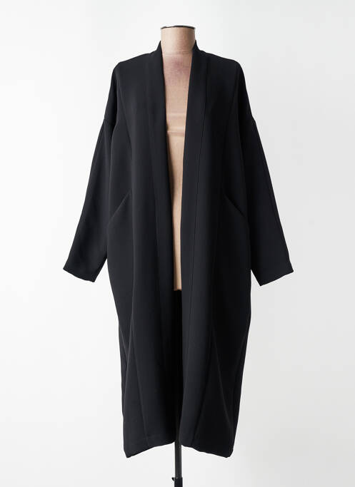 Manteau long coupe cintrée sans capuche noir TOUPY femme
