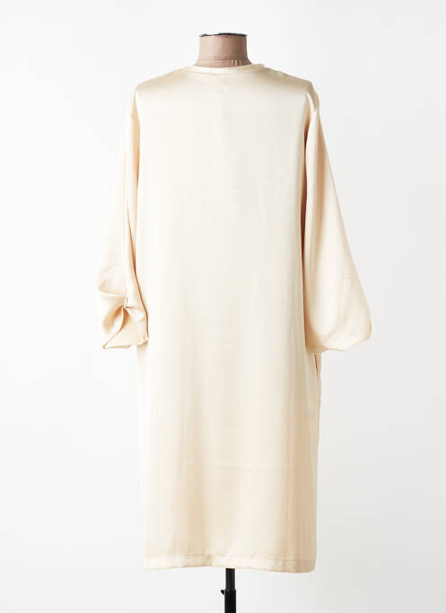 Robe mi-longue coupe fluide manches 3/4 beige TOUPY femme
