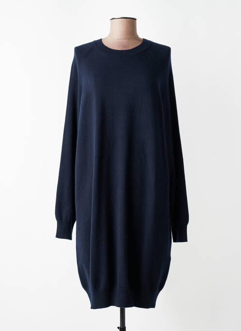 Robe pull stretch manches longues bleu MAJESTIC FILATURES femme