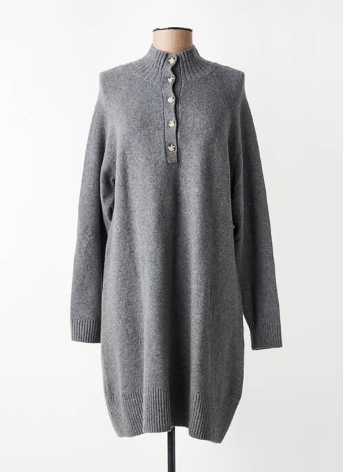 Robe pull tissage chiné manches longues gris YERSE femme
