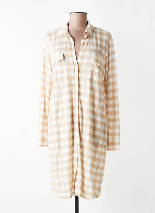 Robe courte manches longues manches longues beige MAJESTIC FILATURES femme