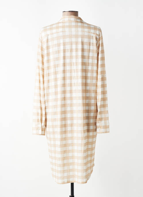 Robe courte manches longues manches longues beige MAJESTIC FILATURES femme