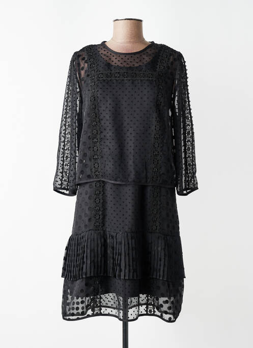 Robe mi-longue coupe fluide manches longues noir MAISON SCOTCH femme
